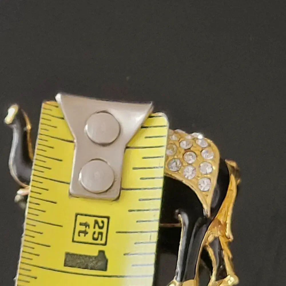 Exquisite Elephant‎ Black and Gold Enamel with Rhinestones on Top and Eye